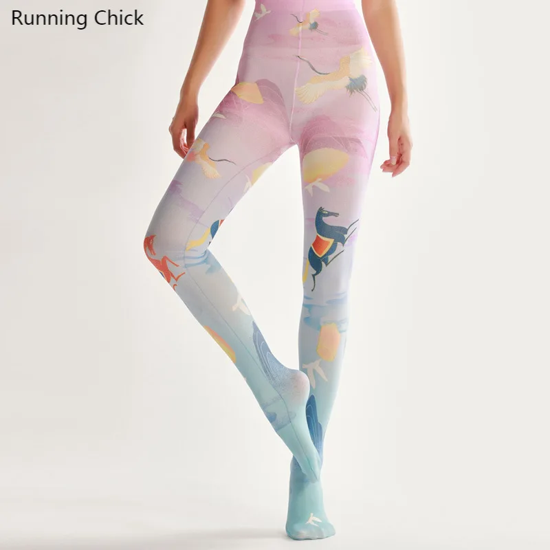 Древний Стиль Pegasus цифровой колготки с принтом голенищем гармошкой носки дешевая