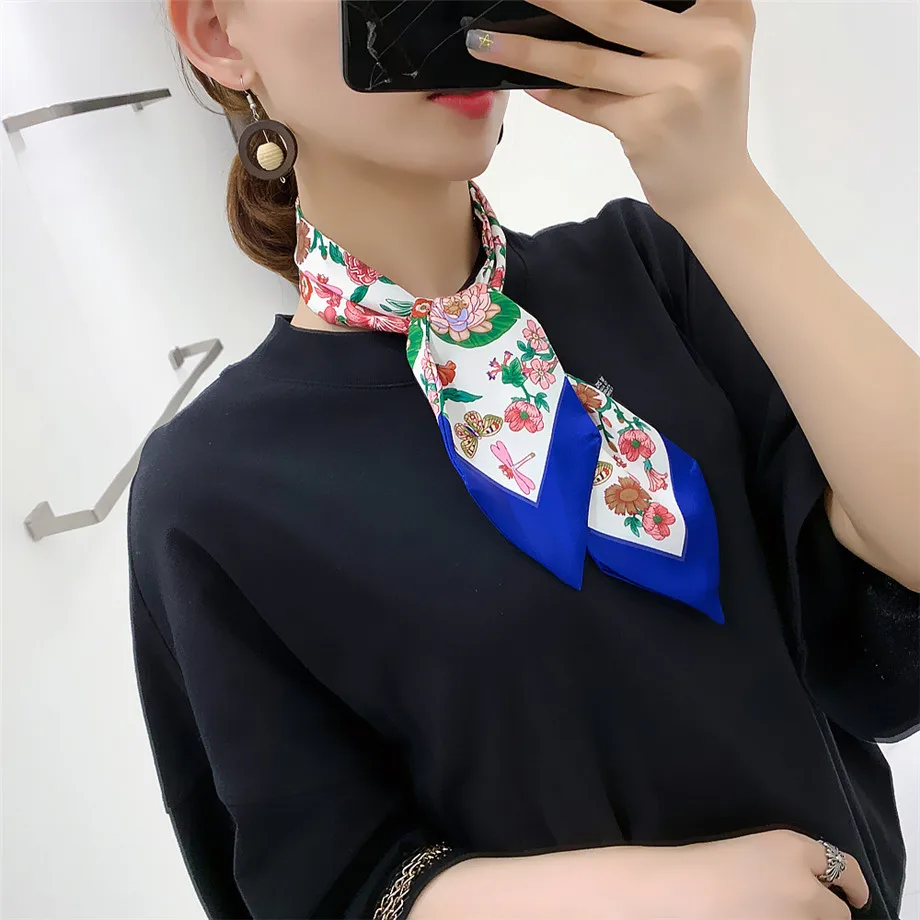 Роскошный брендовый шелковый шарф для женщин длинный обтягивающий зимний