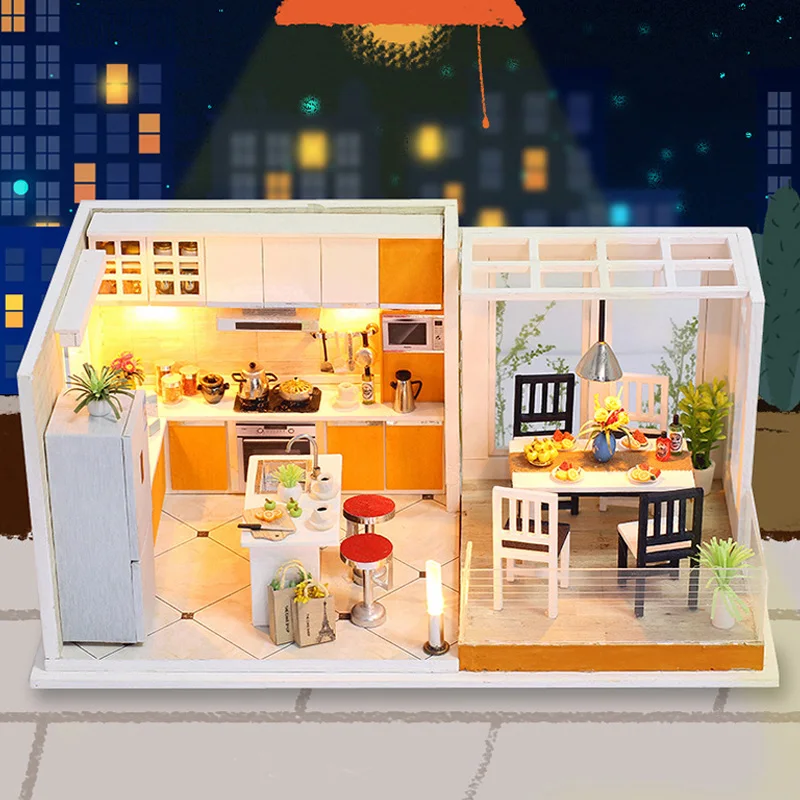 Миниатюрный Кукольный домик с мебели DIY Мини Дом сборная игрушка на день рождения