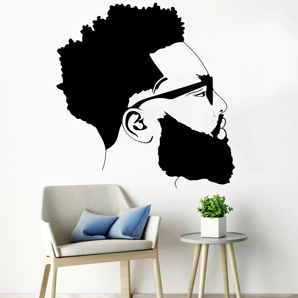 

Barber Store Wall Stickers Fashion Men's beard Shop Vinyl Window Wall Decals Removable Home Decoration Beauty Hair Salon Y910