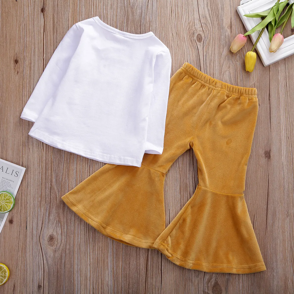 Зимние комплекты детской одежды для маленьких девочек футболка с длинным