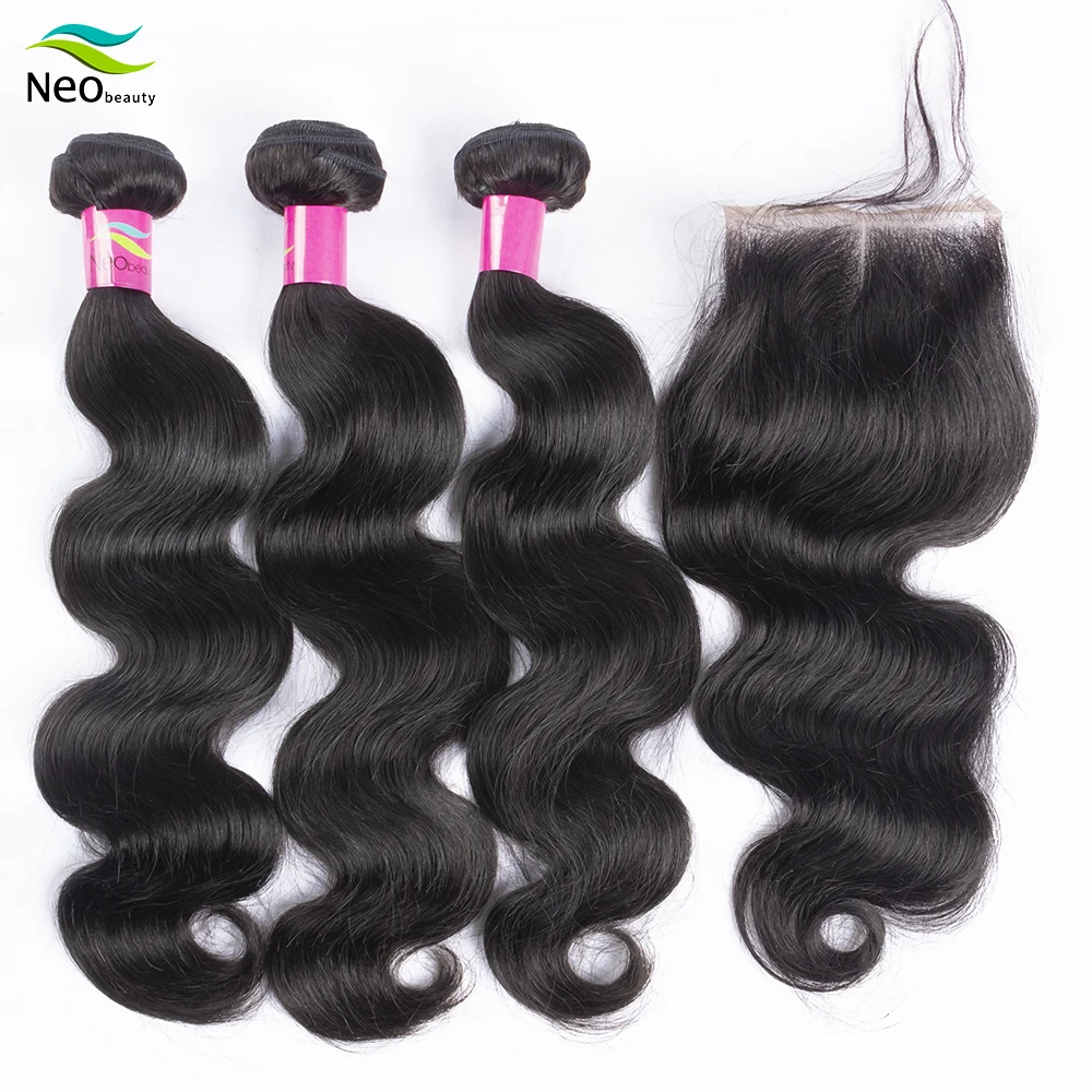 

Neobeauty 10A бразильские человеческие пучки волос 3 шт. бразильские объемные волнистые пучки с 4x4 закрытыми кружевами натуральные черные натурал...