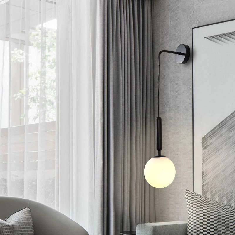 Современный светодиодный стеклянный шар настенная лампа для спальни