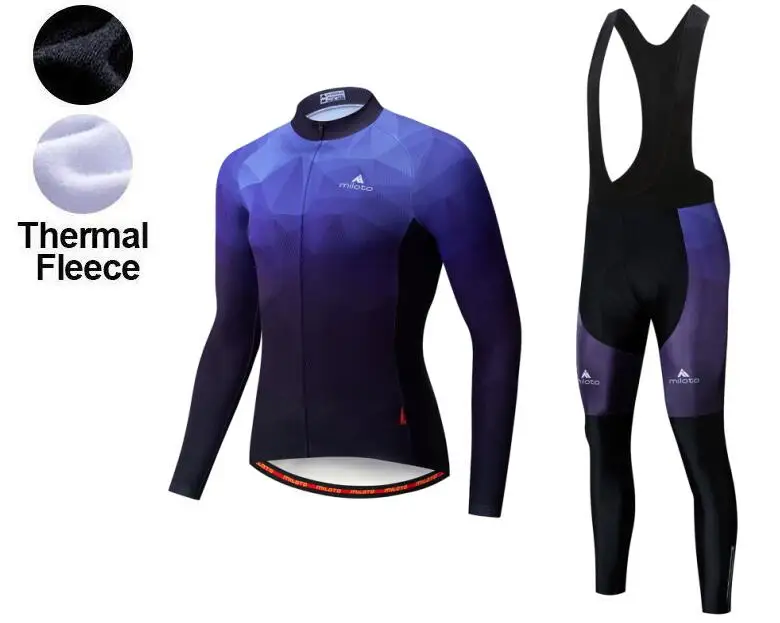 2021 Синий Профессиональный комплект зимней велоодежды с длинным рукавом
