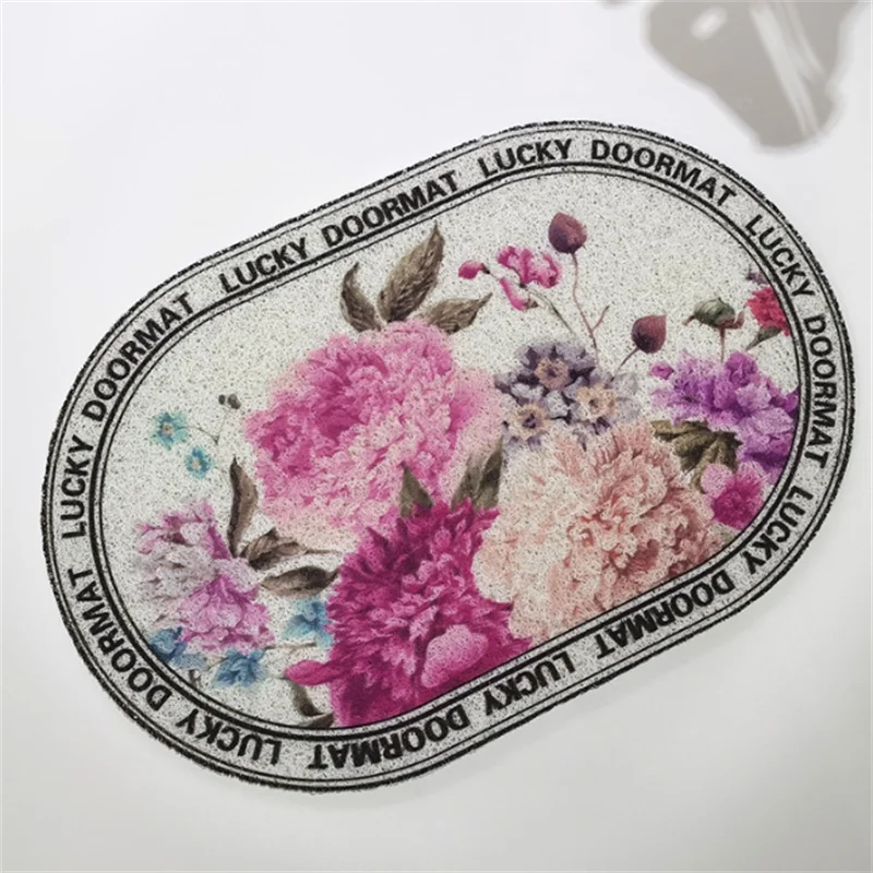 

New Arrival Plants Themed Household PVC Rug Anti-slip Bathroom Mat Easy Cleaning Soft Breathable Entrance Foot Pad