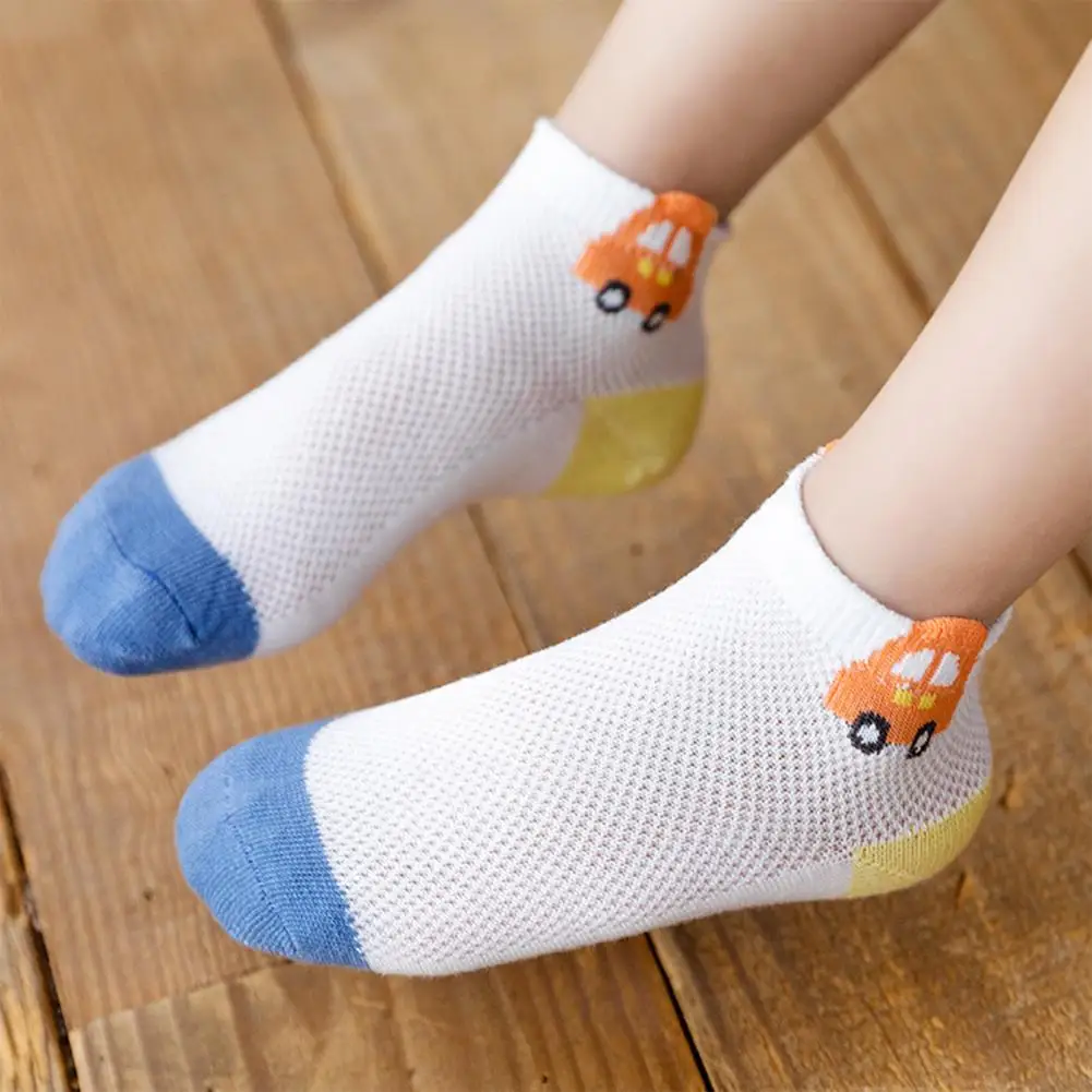 

5 Pairs Baby Ankle Socks Cartoon Pattern Skin Friendly Good Elasticity Toddlers Pretty Mesh Short Sock Children Summer Supplies