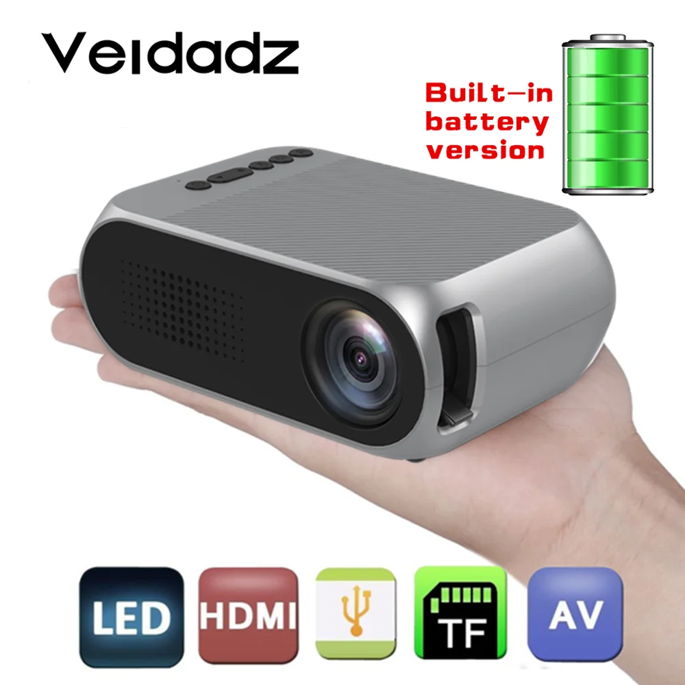 VEIDADZ YG320 встроенный аккумулятор версия светодиодный проектор HDMI USB TF AV мини