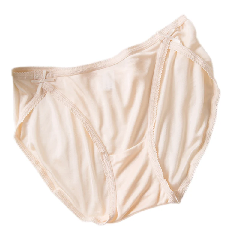 

High-End Silk Underwear Women's Low-Waist Seamless Bow Breathable Briefs 2021 Spring And Summer New Products