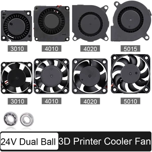 2pcs gdstime dual ball 30mm 40mm 50mm 24v brushless turbo fan for 3d printer parts cooling dc blower fan 3010 4010 4020 5015 free global shipping