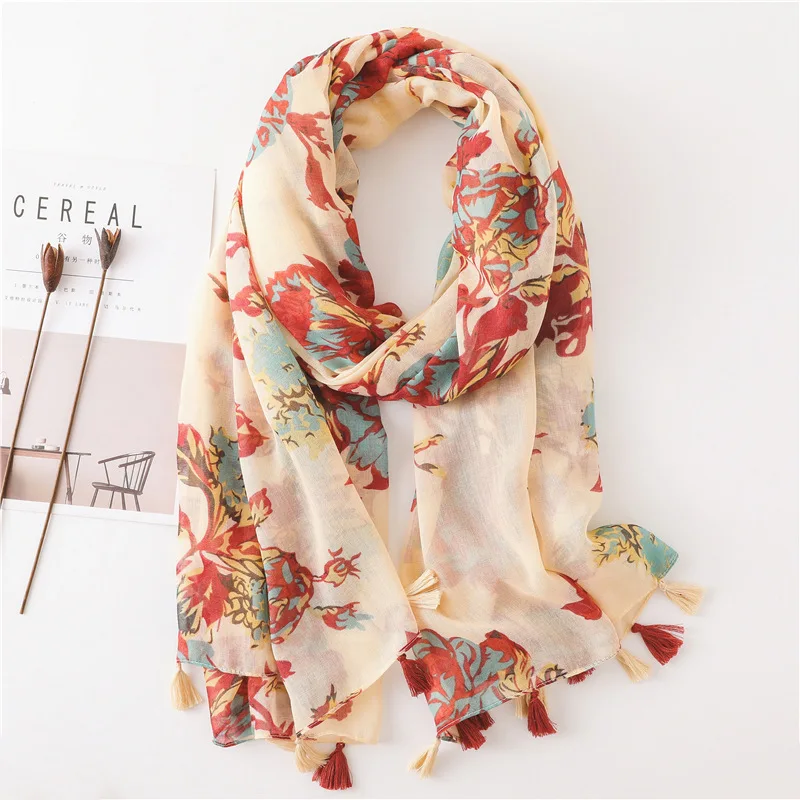 

Fashion Women Scarf Oblong Scarves Tassel Printed Women Wraps Ladies Shawls designer scarf women luxury 2020