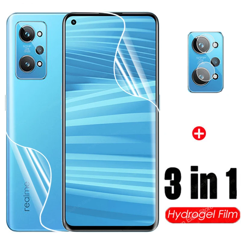 

Гидрогелевая пленка 3 в 1 для Oppo Realme GT2, защита для экрана и задняя пленка для объектива камеры для Realme GT2 профессиональная защитная пленка, не ...
