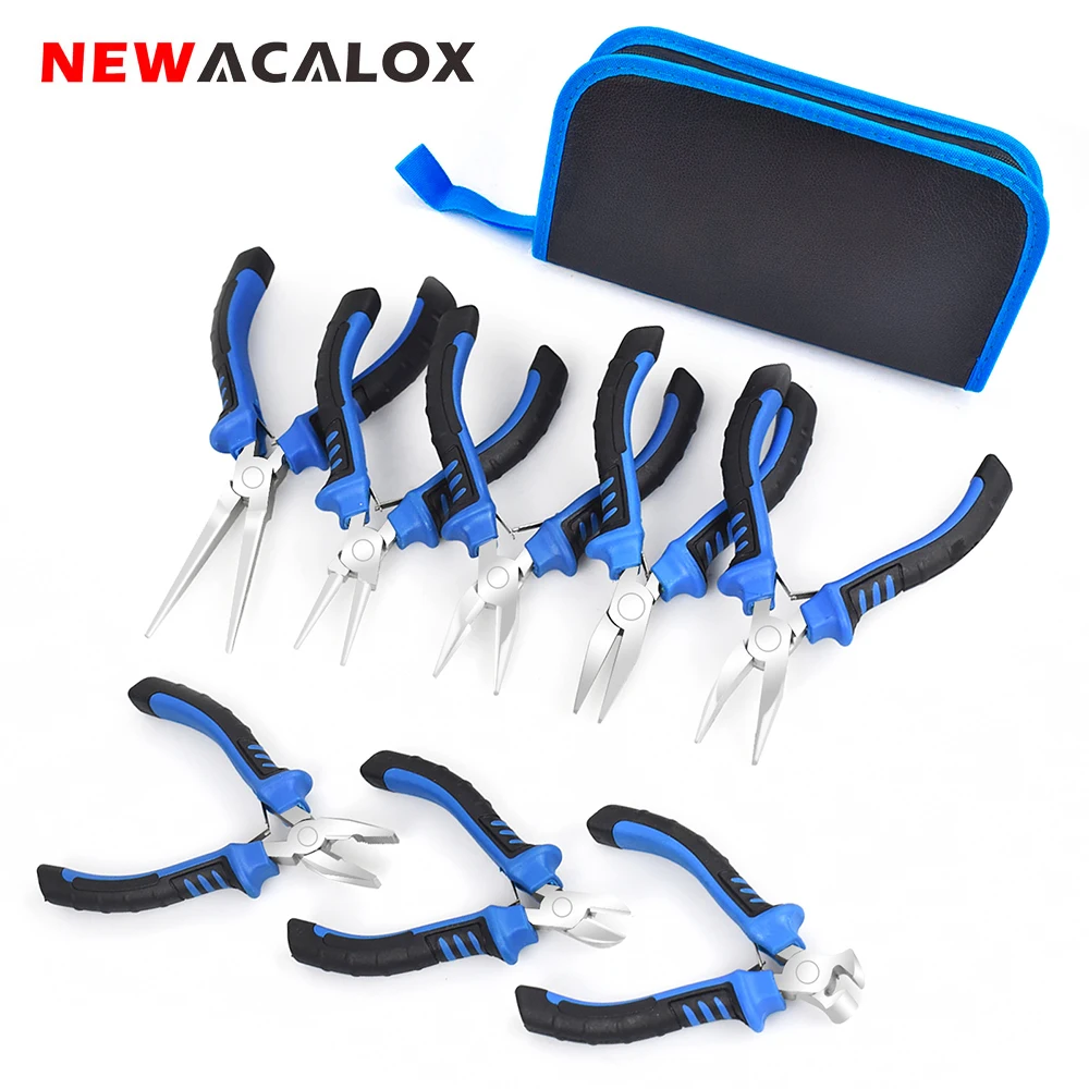 Набор мини плоскогубцев NEWACALOX 4 5 дюйма 8 шт. с сумкой для переноски кусачки