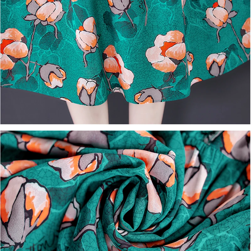 

2021 Summer Casual 4XL Plus Size Floral Sundress Women Print Mulberry Silk Vintage Midi Dress For Classy Bodycon Party Vestidos