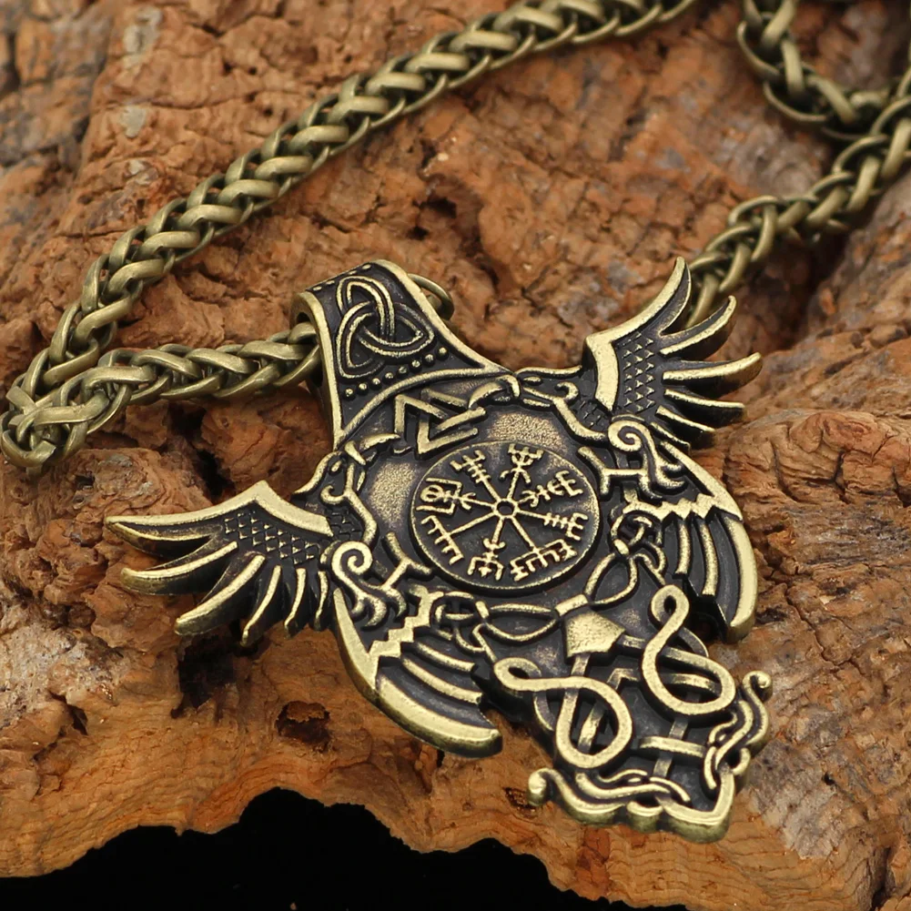 Норвежский викинг Huginn и Muninn valknut Vegvisir Подвеска Ожерелье викингов ювелирные