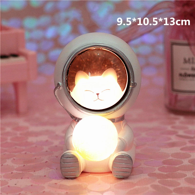 Large cat Ночной светильник LEDIARY Animal Astronaut, собака, кошка, медведь, украшения, светильник для животных, настольная лампа, теплый белый декор из смолы, светильник ing - Испускаемый цвет: Large cat