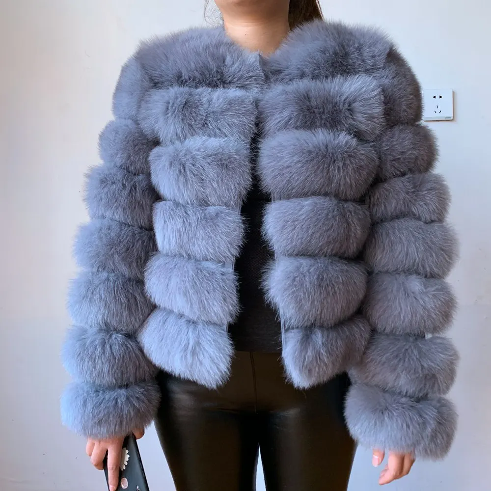 2021 new Long sleeves Women  arrival FREE SHIPPING women winter real fox fur coat hot sale big fur long sleeve