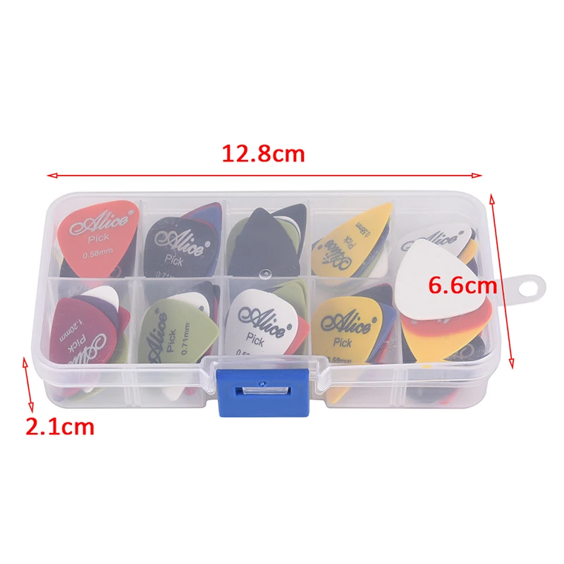 

50pcs electric guitar picks mix 0.58/0.71/0.81/0.96/1.2/1.5mm thickness boxed guitar accessories