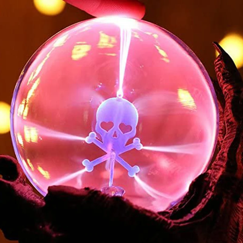 

Magic Sphere Light With Skeleton Hand Electrostatic Sphere Plasma Light Bulb Touch Novelty Table Lamp Home Decoration