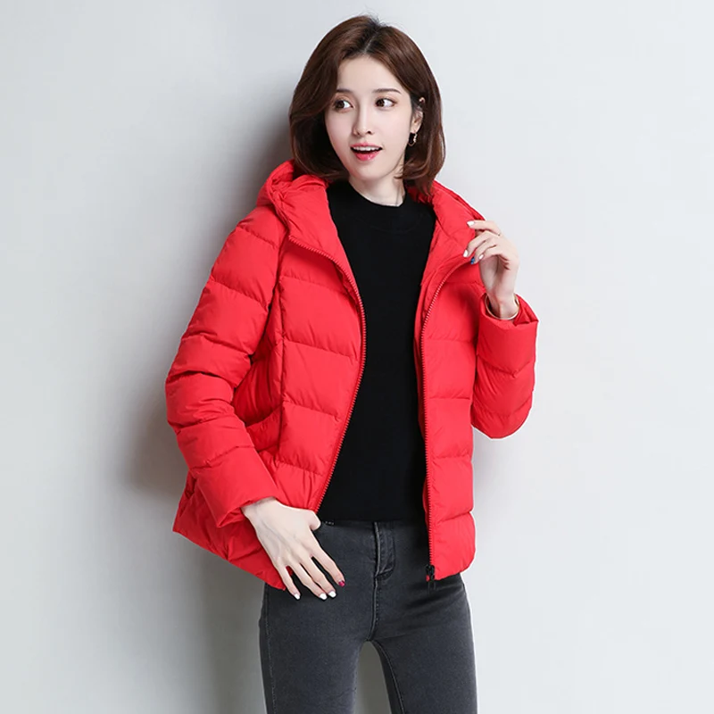 XXXL Осень и зима Женская мода с капюшоном 90% белый утиный пух пальто для женщин