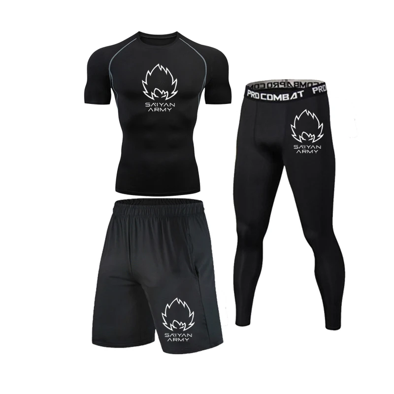 

Fashion Men's Sports T-Shirt Gym Fitness Jogging Exercise Quick-Drying Sports Three-Piece Outdoor Bicycle Running Sportswear