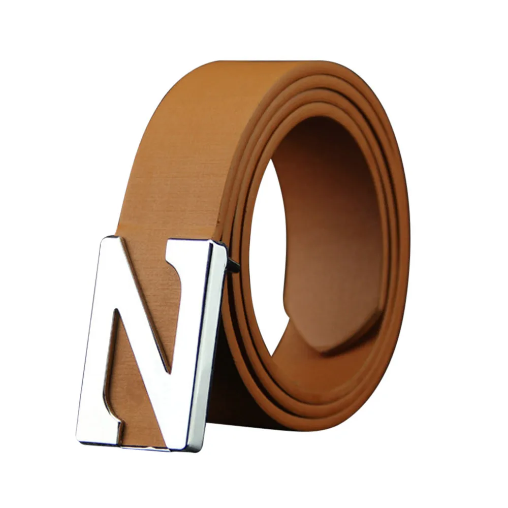 Модный мужской Кожаный гладкий ремень с пряжкой пояс для отдыха Новый Мужской