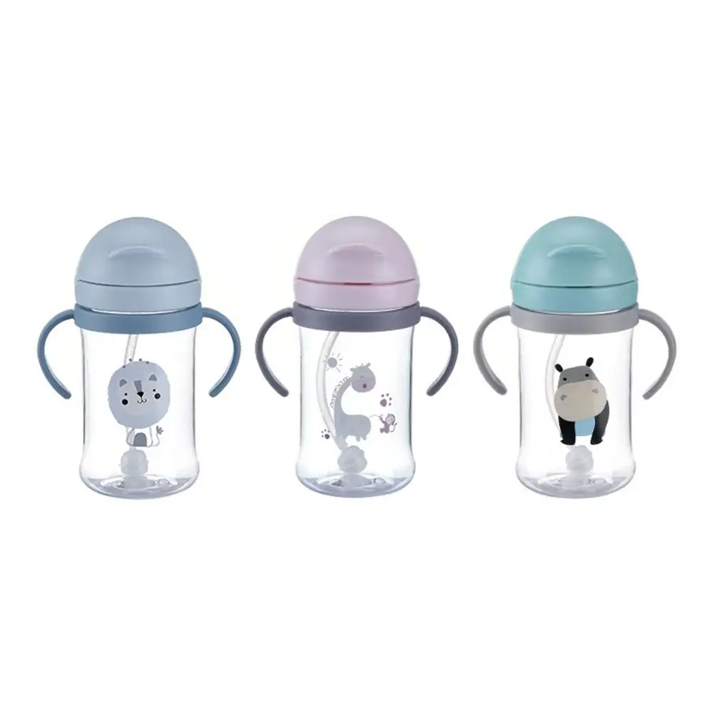 

Baby Cares Sippy Cup Print Anti-choked Handle&Sling Feeding Drinker Children Newborn Weighted Straw Cup Leakproof Water Bott