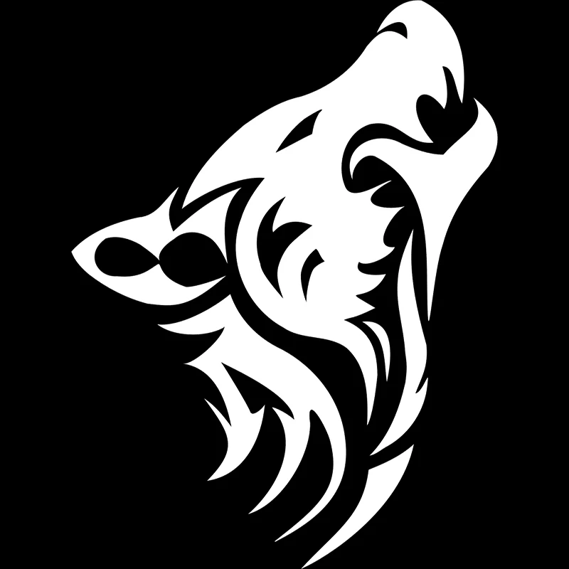 Виниловые Стильные наклейки с изображением воющего волка черного/белого цвета |