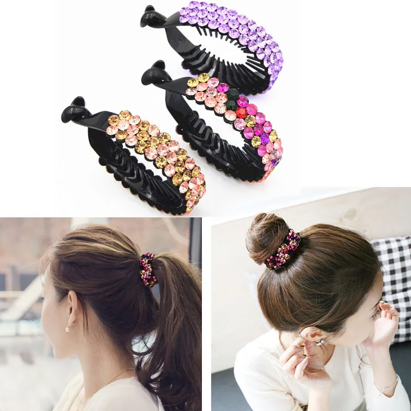 

Rhinestone Inlaid Simple Fashion Ponytail Hairpin Girl Ball Hair Buckle Headdress