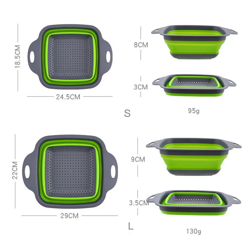 Складной промывочный слив с ручкой корзина для фруктов и овощей Силиконовый