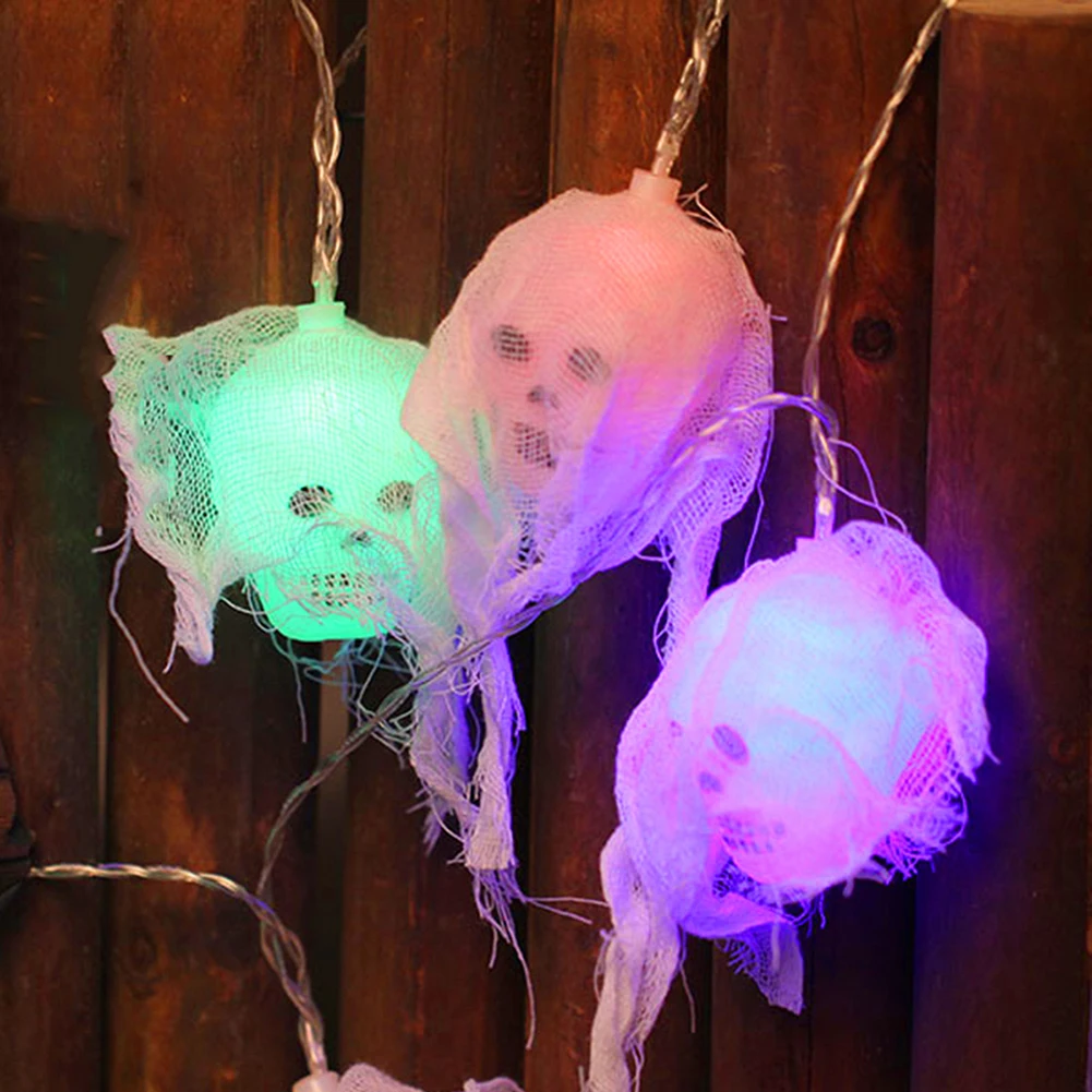 

1.5M 10LED Artificial Colorful Veil Skull Designed String Lights Battery Powered Holiday Halloween Party Gadget Room Decor