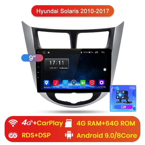 4-64G for 4G BK Junsun V1 2G+ 32G Android 8,0 DSP для Solaris hyundai 2010- автомобильный Радио Мультимедиа Видео плеер навигация gps RDS 2 din dvd - Цвет: 4-64G for 4G BK