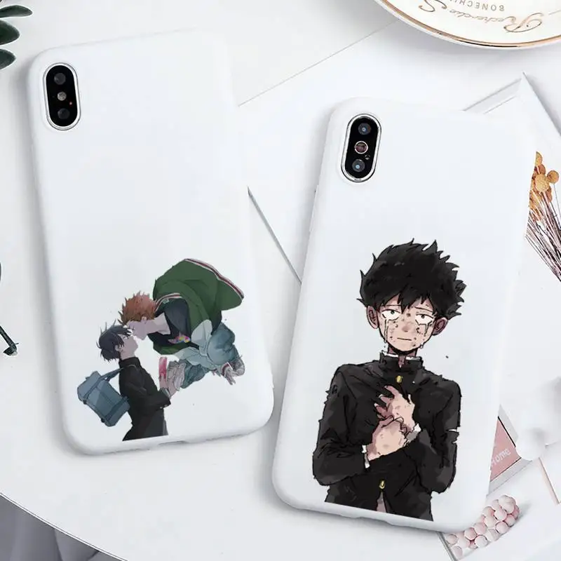 Mob Psycho 100 Japan anime Phone Case Candy Color for iPhone 6 7 8 11 12 s mini pro X XS XR MAX Plus