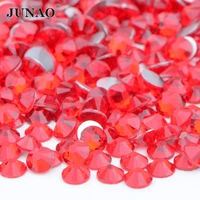 junao ss6 ss8 ss12 ss20 red crystal nails rhinestones round glass beads non hotfix strass glue on crystals stones for clothes