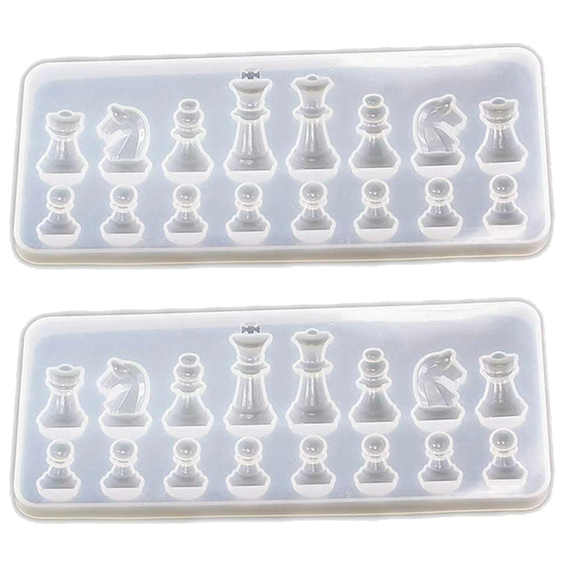 

Resin Casting Molds Set 2Pcs 3D Chess Clear Silicone Mold For Making Polymer Clay, Crafting, Resin Epoxy