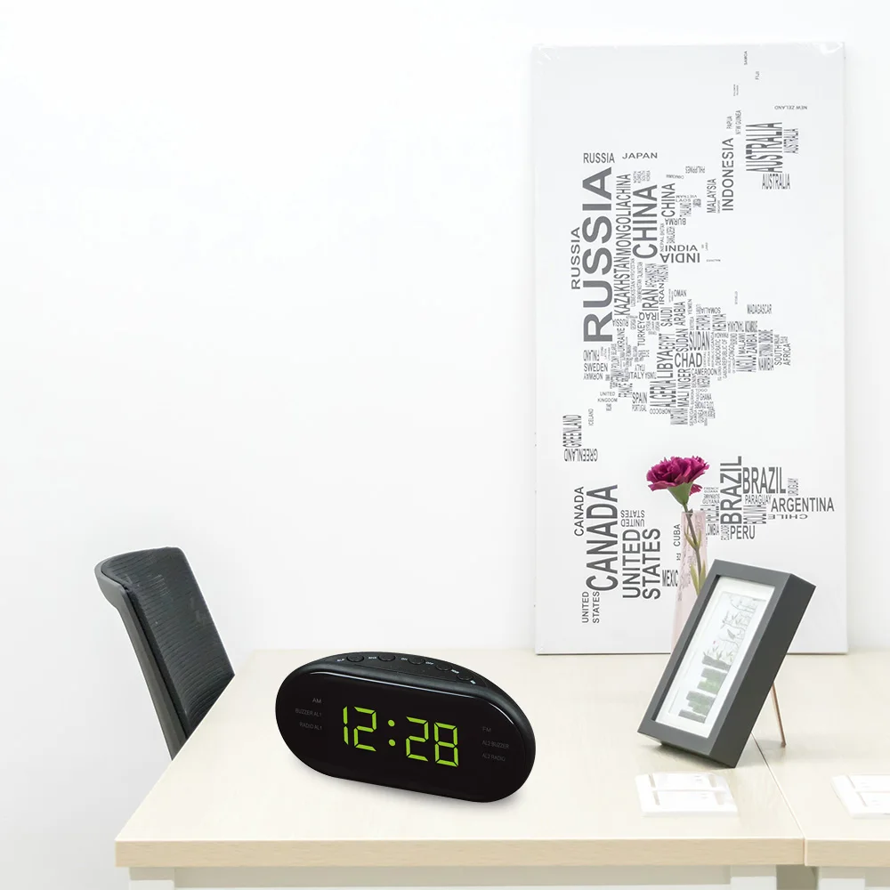 Onever Car Electronic LED Clock Desktop Alarm Digital Table Radio Time Supply Gift Home Snooze Function EU Plug AM/FM | Автомобили и