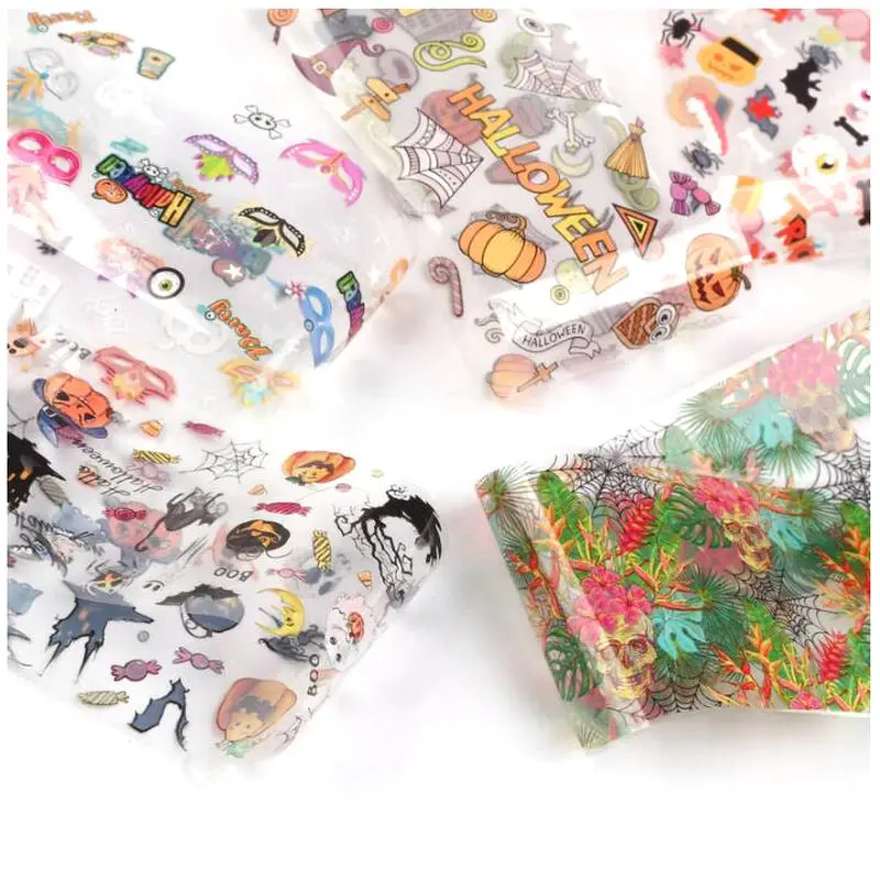 3D Наклейки для ногтей в виде тыквы черепа звездного неба Хэллоуина фурнитура