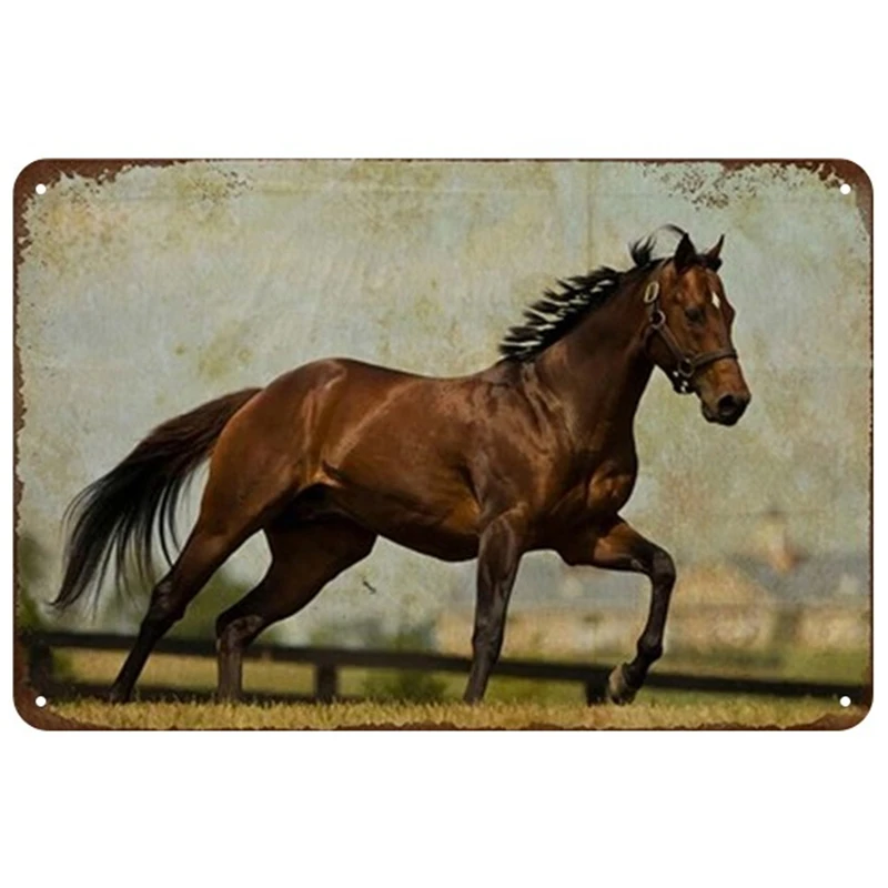 Металлическая винтажная Жестяная Табличка в форме лошади потертый Шикарный