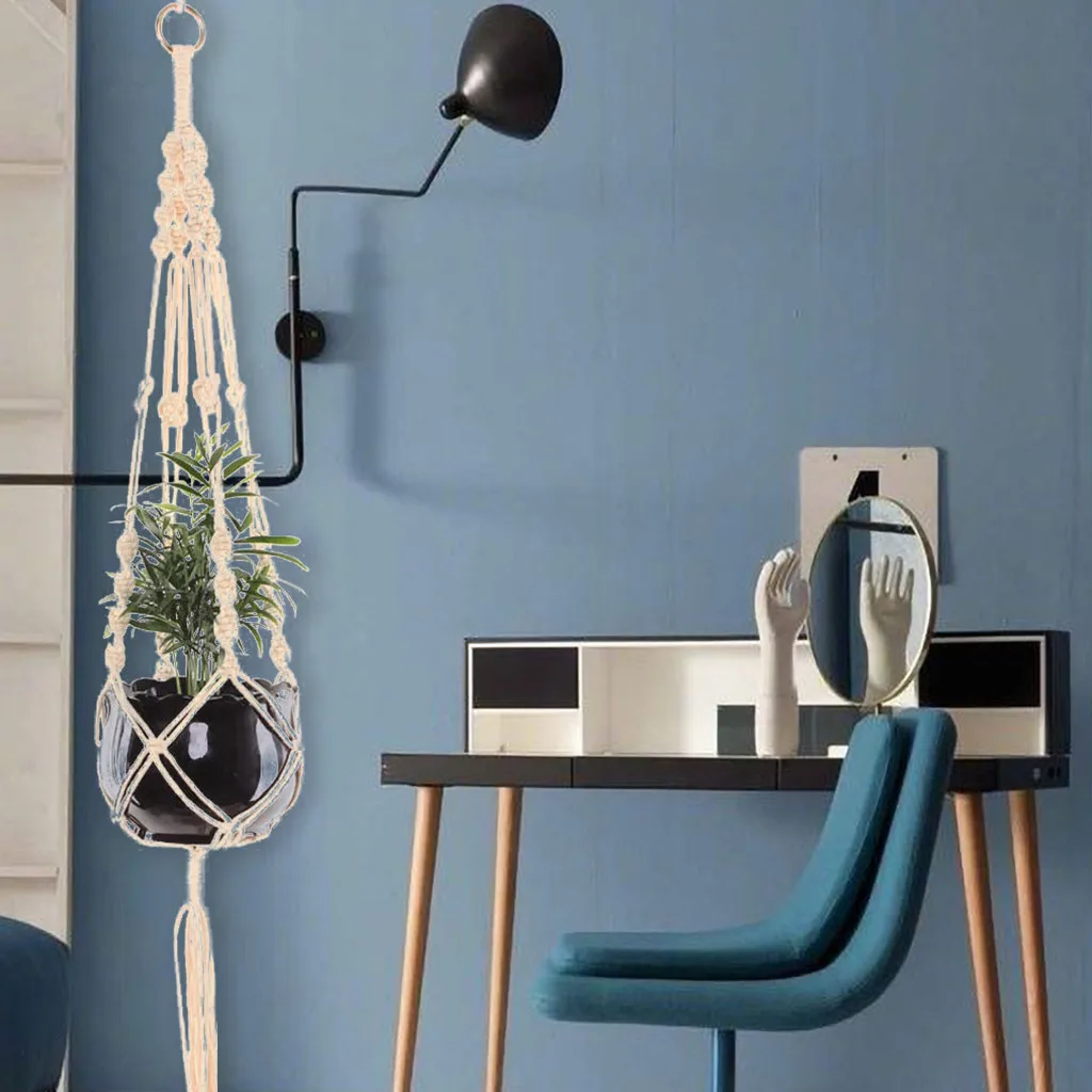 100% кружевная вешалка для растений ручной работы настенная подставка горшка #