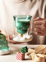 art glass cute cup summer juice double glass coffee cups nordic christmas korean tableware vasos kawaii drinkware bk50bl
