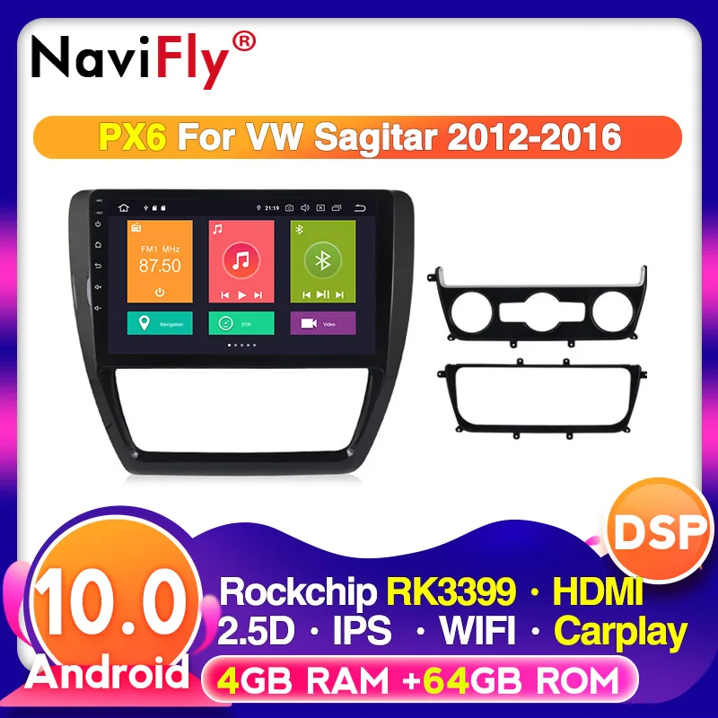 Автомобильный мультимедийный плеер DSP IPS Android 10 4 ГБ ОЗУ 64 Гб ПЗУ для VW Volkswagen SAGITAR 2012