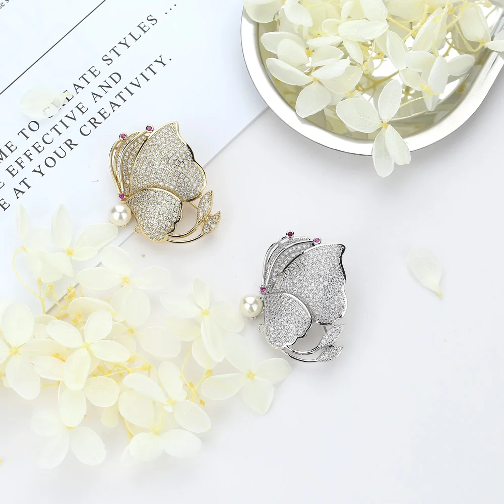 EUDORA Top Quality Big Butterfly Brooch Luxury Crystal Pin Brooches For Women Party Banquet Rhinestone Pins Colthese Accessories | Украшения
