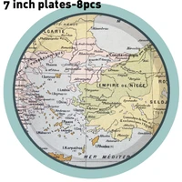 7inch parents retirement theme party plates for dad mom happy birthday disposable tableware sets world map parties party favors
