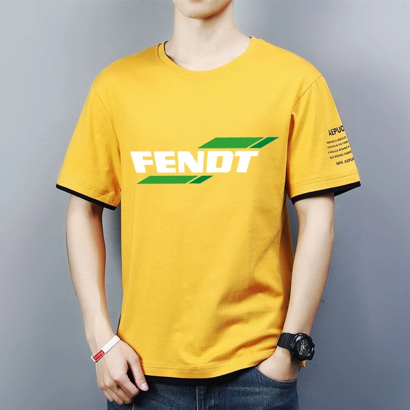 

2021 New Men's Summer FENDT Logo Round Collar Fashion Contrast Color Trend Sports T-Shirt Comfortable Top