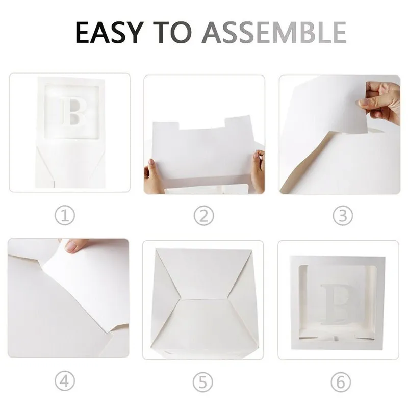 

1 Pcs White Letter Transparent Boxes Wedding Baby Shower Party Confession Birthday Decoration Scene Arrangement Balloon Gift Box