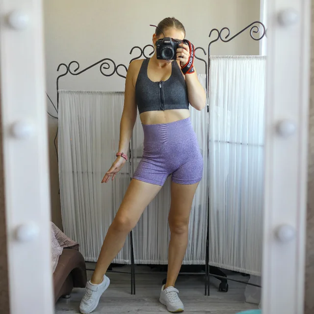 

NORMOV Seamless Gym Shorts High Waist Yoga Shorts Sports Running For Women Push Up Leggings Biker Short High Compression