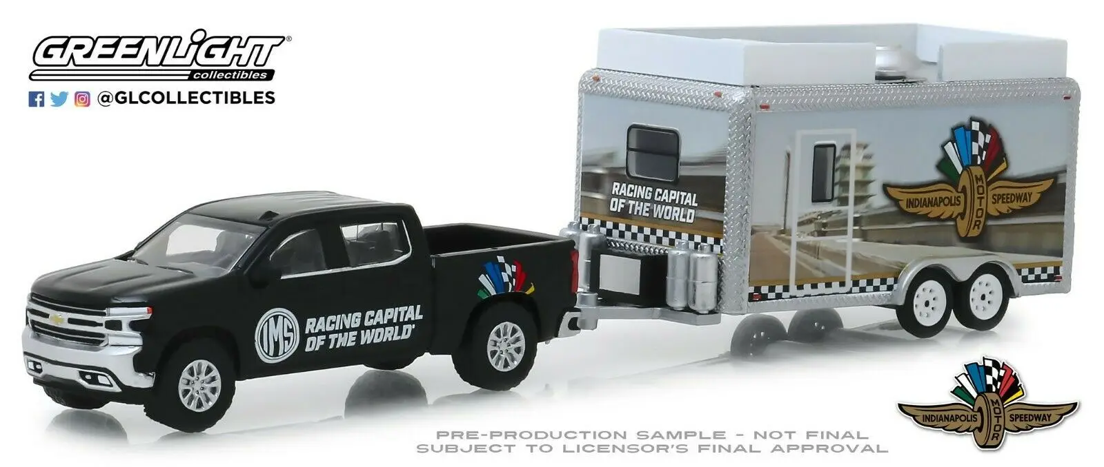 GreenLight 1:64 2019 Chevrolet Silverado и Автоприцеп игрушечный автомобиль из сплава игрушки для