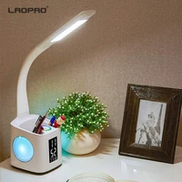 Настольная Светодиодная лампа LAOPAO, 10 Вт, с USB-портом для зарядки, экраном, календарем и цветами, ночсветильник, детская настольная лампа с рег...