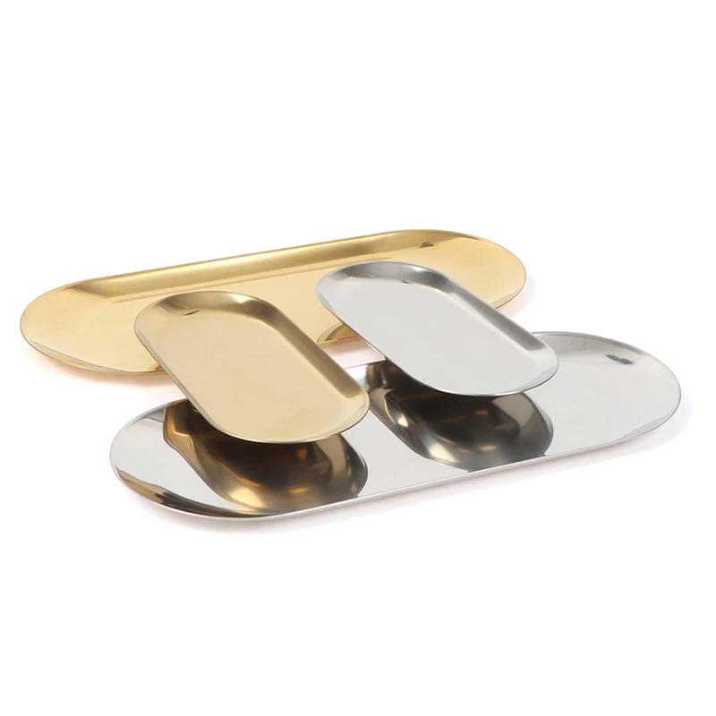 Золотые овальные тарелки из нержавеющей стали в скандинавском стиле лоток для