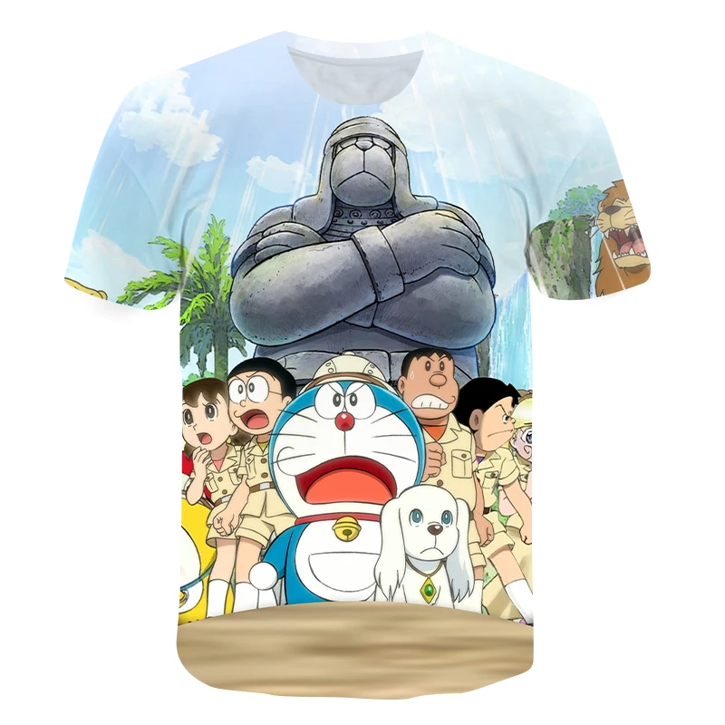 

Japan Anime Doraemon Baby Boys T Shirt Kids Cute Blue Tshirt Comic story Children Clothing Child Girls clothes Shirt Streetwear