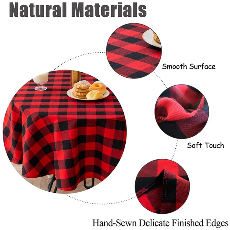 55 Inch Buffalo Plaid Round Tablecloth Checkered Table Cover for Wedding Kitchen Dinning Room | Дом и сад